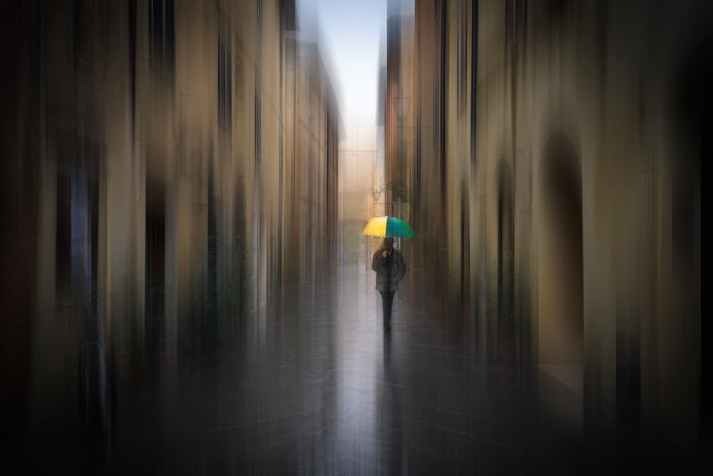 Rainy Street Umbrella by Eunice Kim — canvas wall art