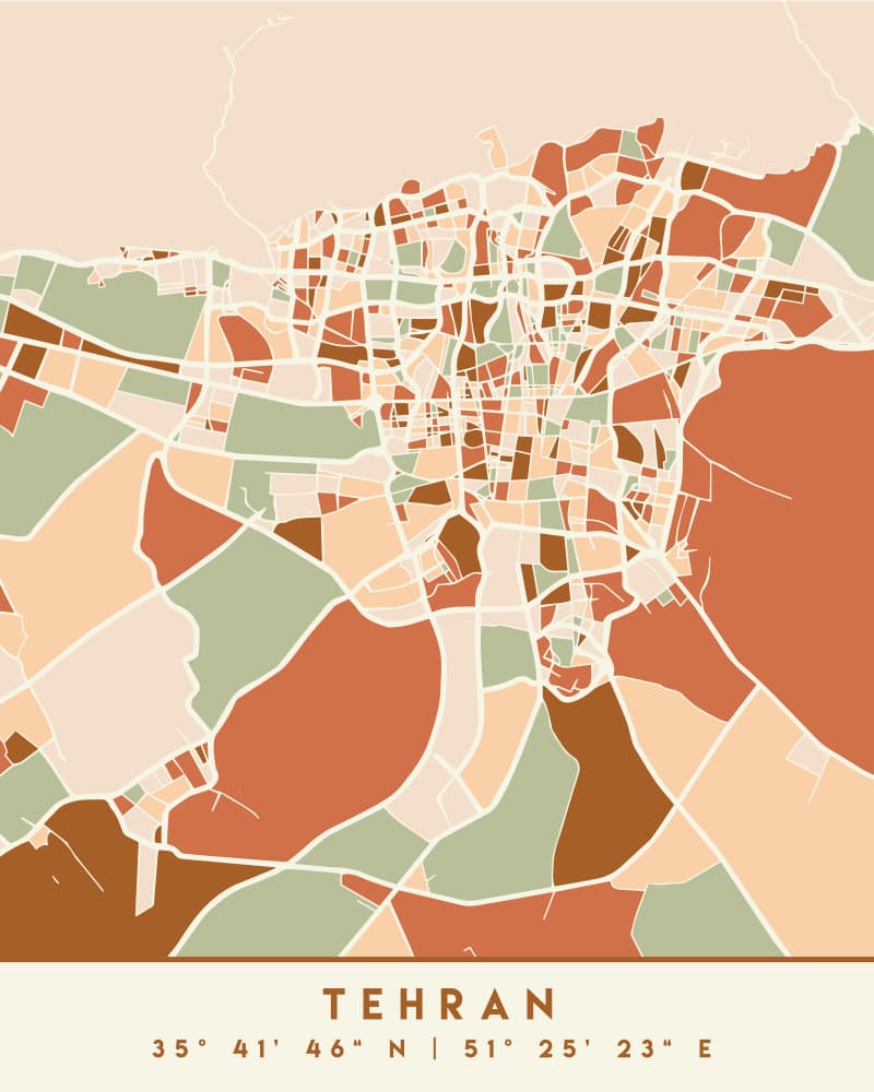 Tehran Geometric Map by Emiliano Deificus — canvas wall art