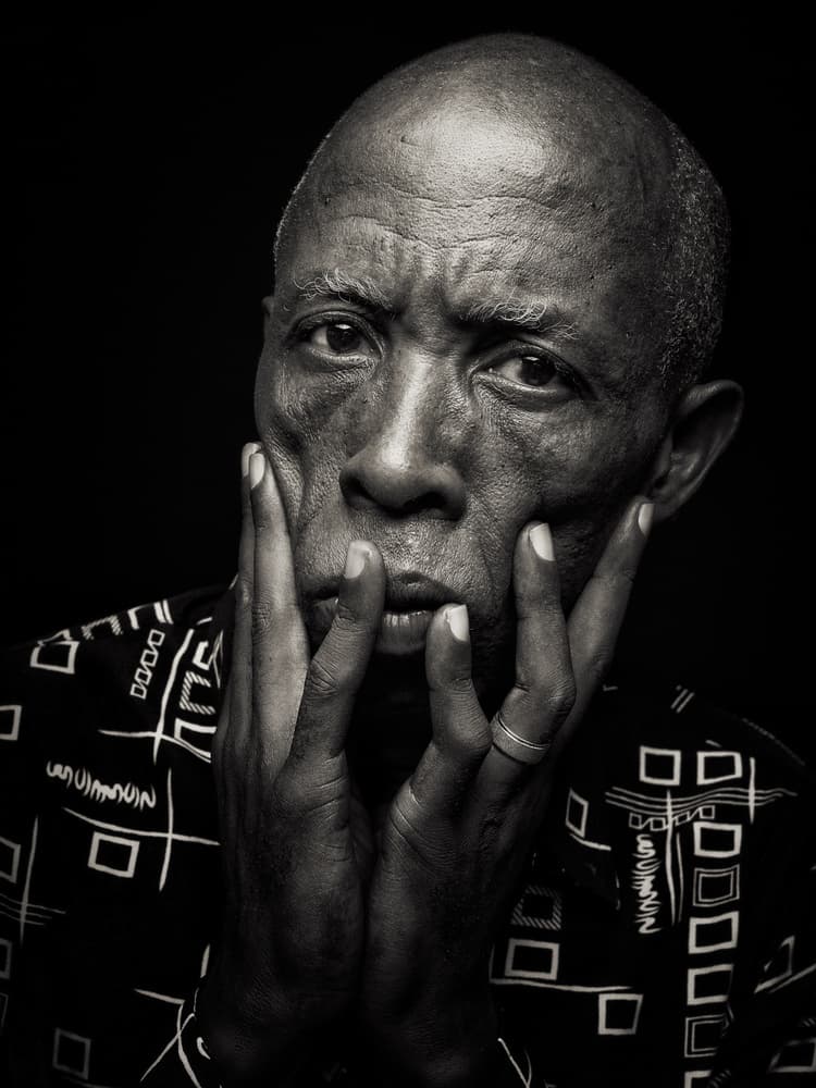 Pensive Old Man Portrait by Joerg Sannwald — canvas wall art