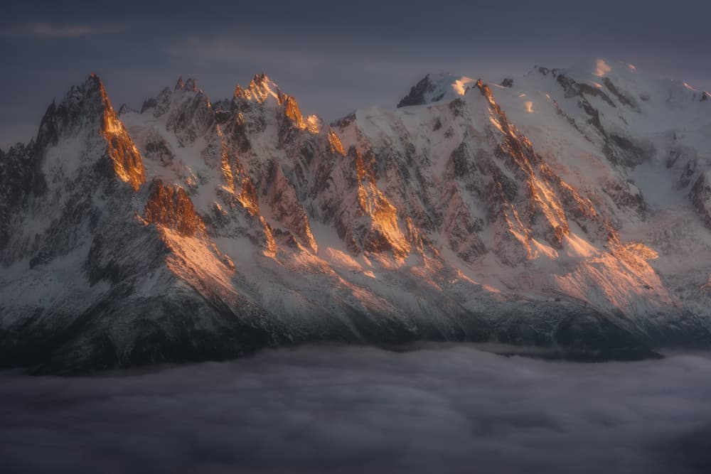 Golden Mountain Peaks by Milos Lach — canvas wall art