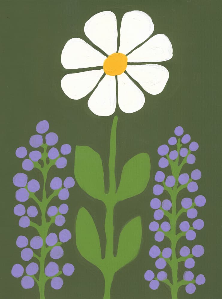 Retro Daisy Garden by Lerin Freyou — canvas wall art