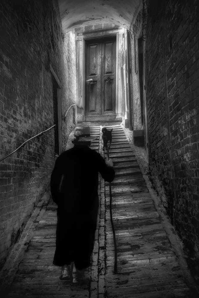 Old Woman Alley Walk by Jan Donckers — canvas wall art