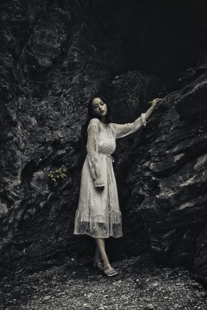 Ethereal Woman Dark Rock by KOIKI — canvas wall art