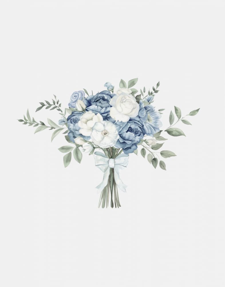 Gentle Blue Floral Bouquet by Jolly and Dash — canvas wall art