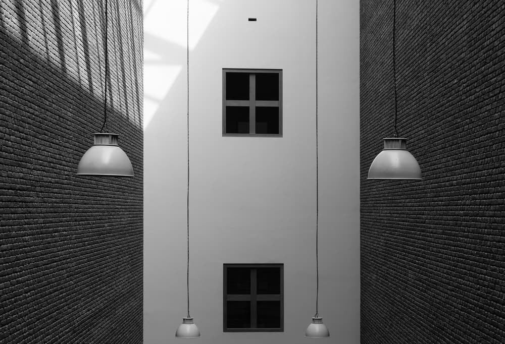 Industrial Corridor Lamps by Jeroen van de Wiel — canvas wall art