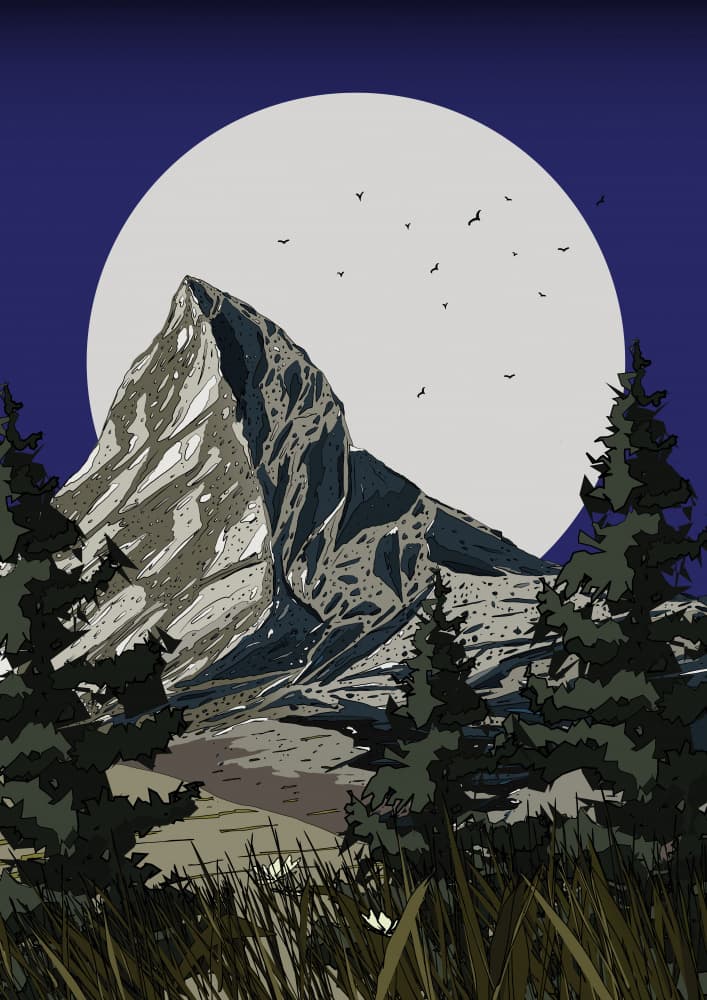 Moonlit Mountain Peak by Nicholas — canvas wall art