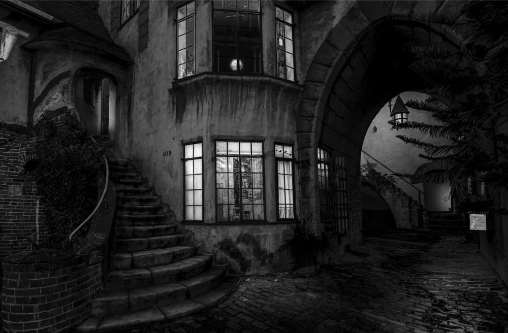Dark Historic Alley by Jiahong Zeng — canvas wall art