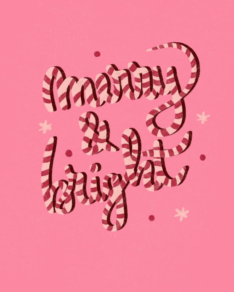 Candy Cane Merry Bright by Angela Minca — canvas wall art