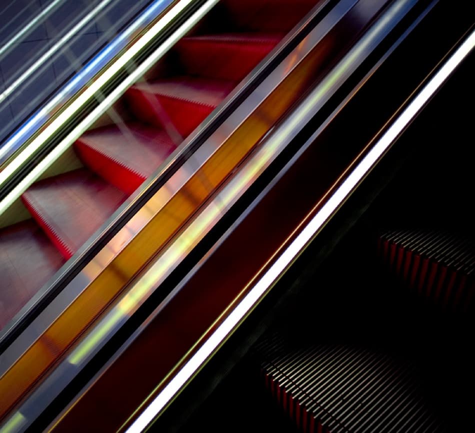 Abstract Red Escalator by Par Soderman — canvas wall art