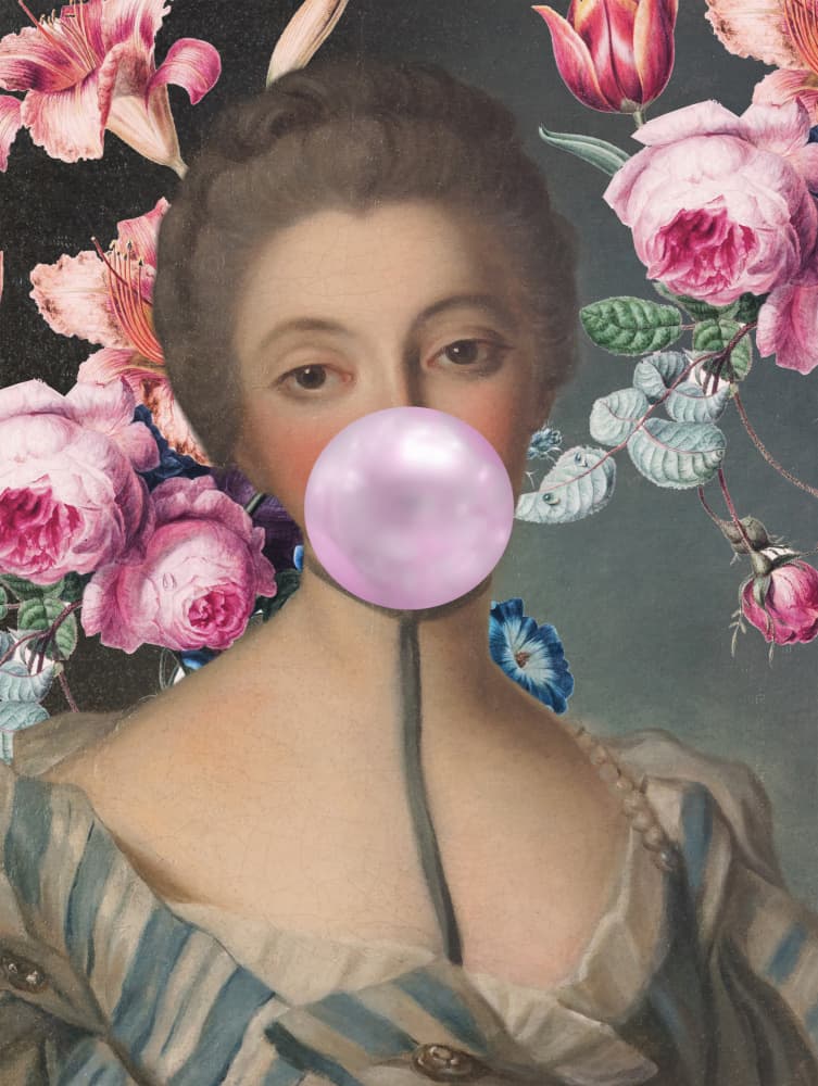 Bubblegum Baroque Portrait by Talitha McQueen — canvas wall art