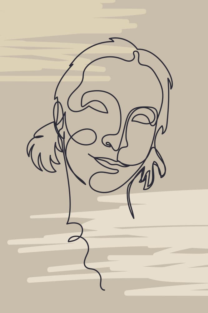 Serene Line Art Face by Anna Rose — canvas wall art