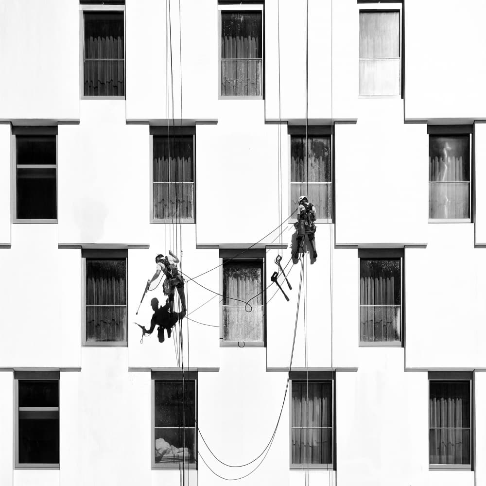 High-Rise Window Cleaners by Bruno Flour — canvas wall art