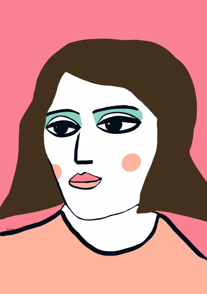 Stylish Woman Pink Portrait by Sharyn Bursic — canvas wall art