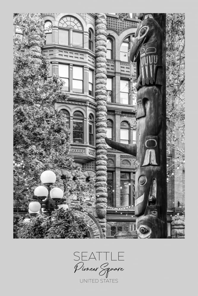 Seattle Pioneer Square Totem by Melanie Viola — canvas wall art