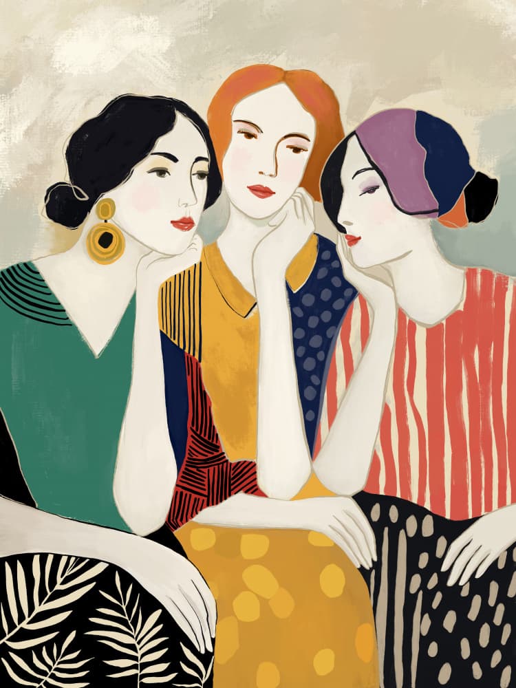Three Elegant Women by CATS AND DOTZ — canvas wall art
