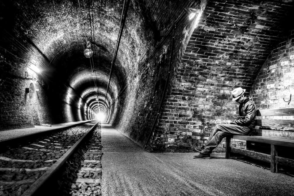 Man Tunnel Light by Tomoshi Hara — canvas wall art