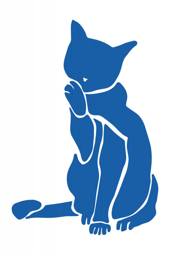 Cute Blue Cat Silhouette by EC Mazur — canvas wall art