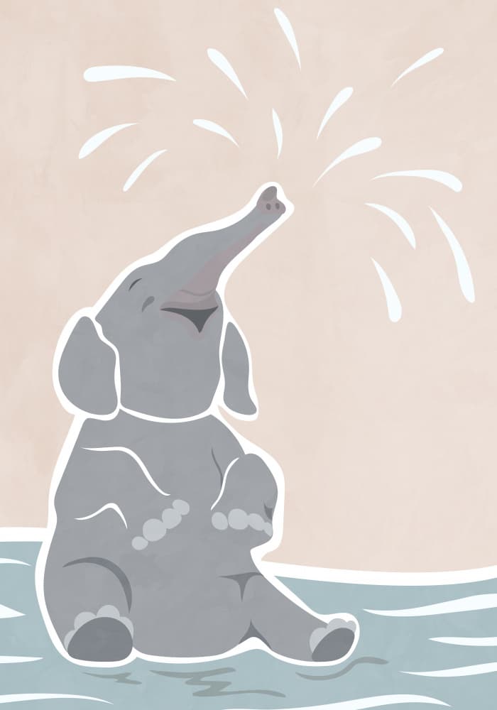 Baby Elephant Spray by Sarah Manovski — canvas wall art