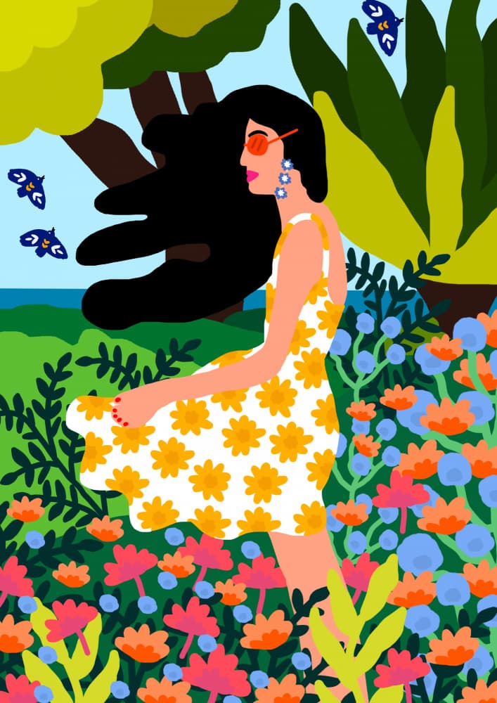Floral Summer Girl by Rafaela Mascaro — canvas wall art