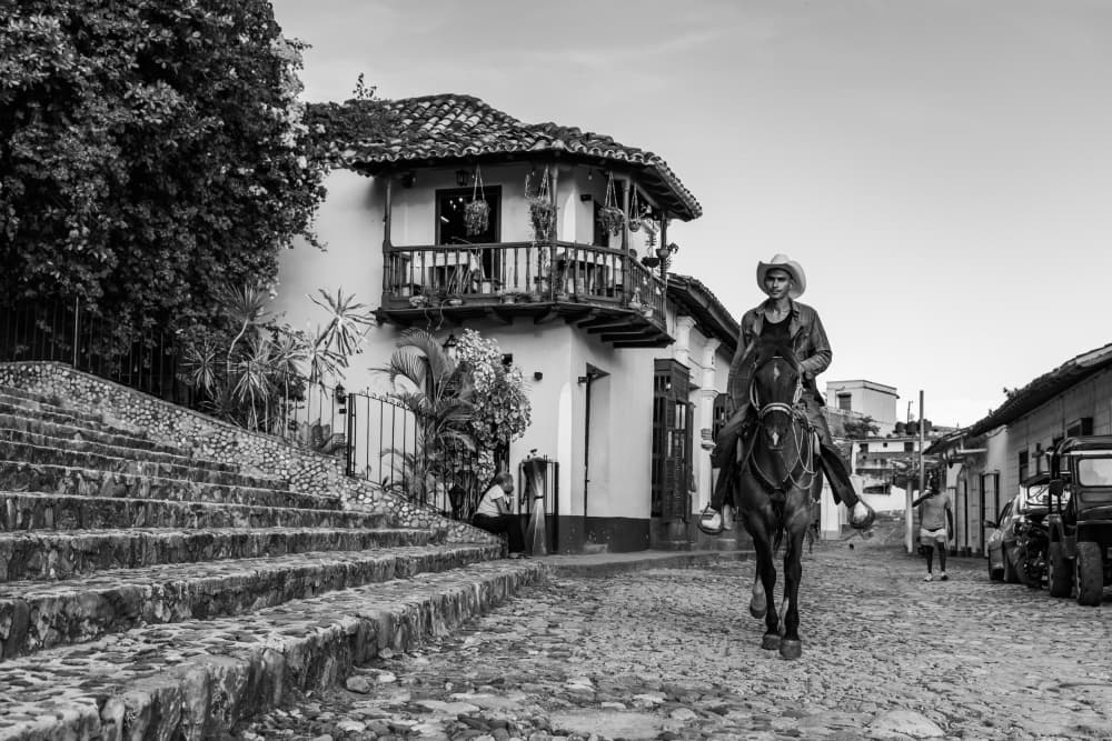 Old Town Horseman by Li Ying — canvas wall art