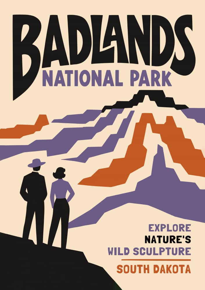Vintage Badlands Travel by Patryk Krygowski — canvas wall art