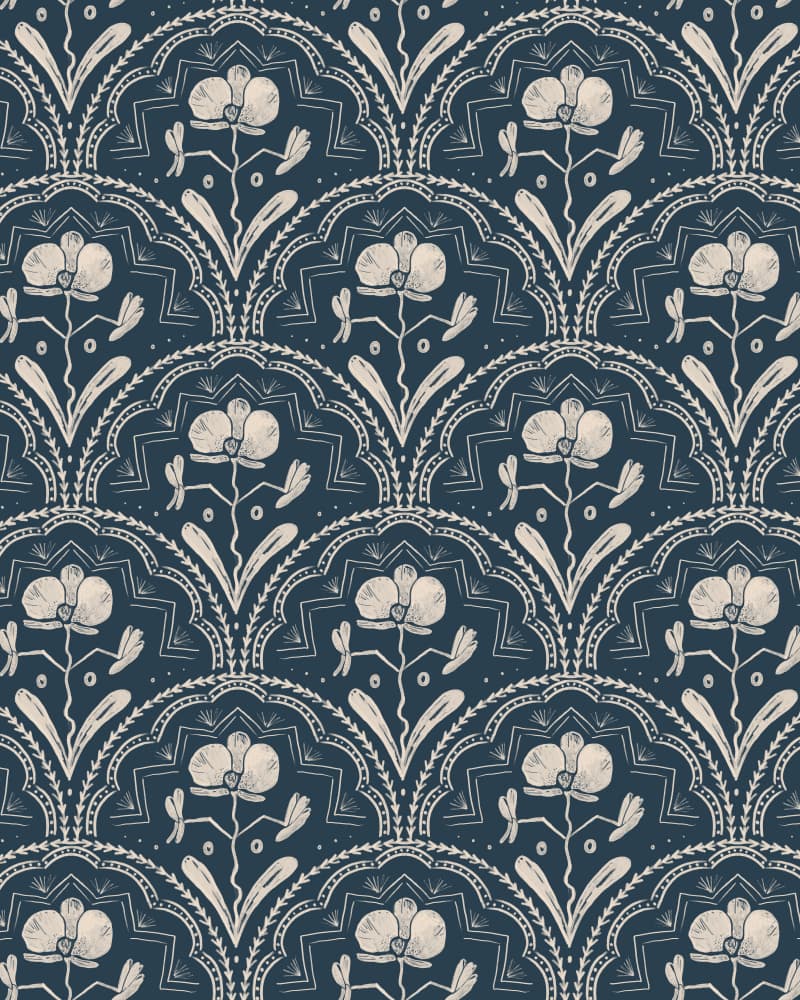 Boho Orchid Tiles Pattern