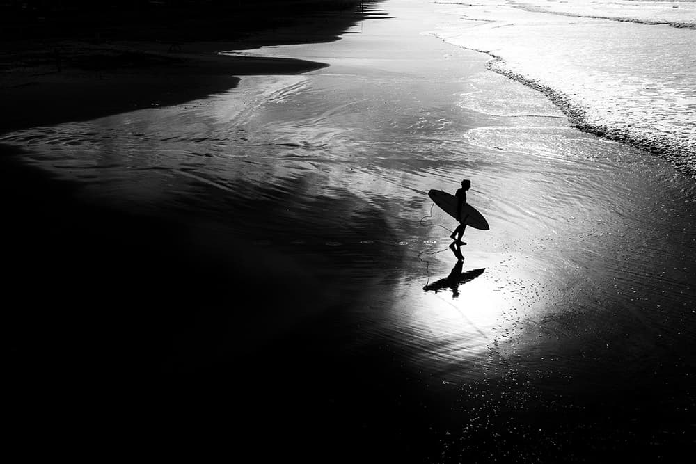 Surfer Beach Silhouette by Massimo Della Latta — canvas wall art