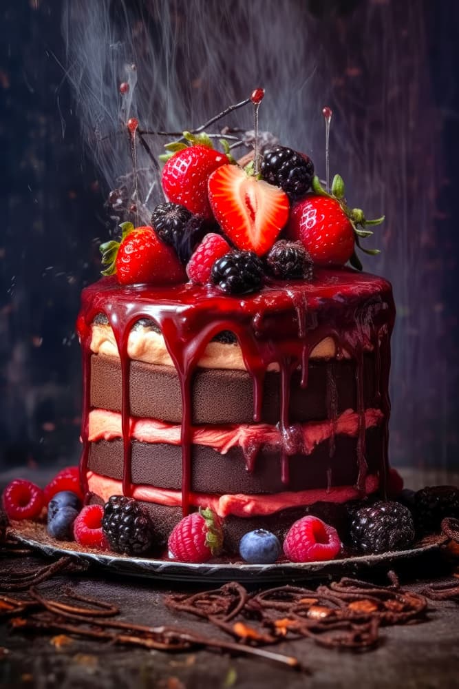 Decadent Berry Drip Cake by Justyna Jaszke — canvas wall art