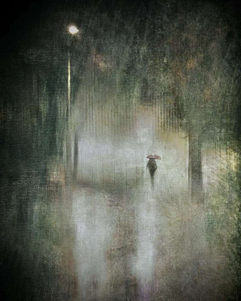 Rainy Night Walk by Lammakmak — canvas wall art