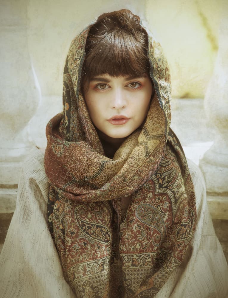 Serene Scarf Portrait by kenp — canvas wall art