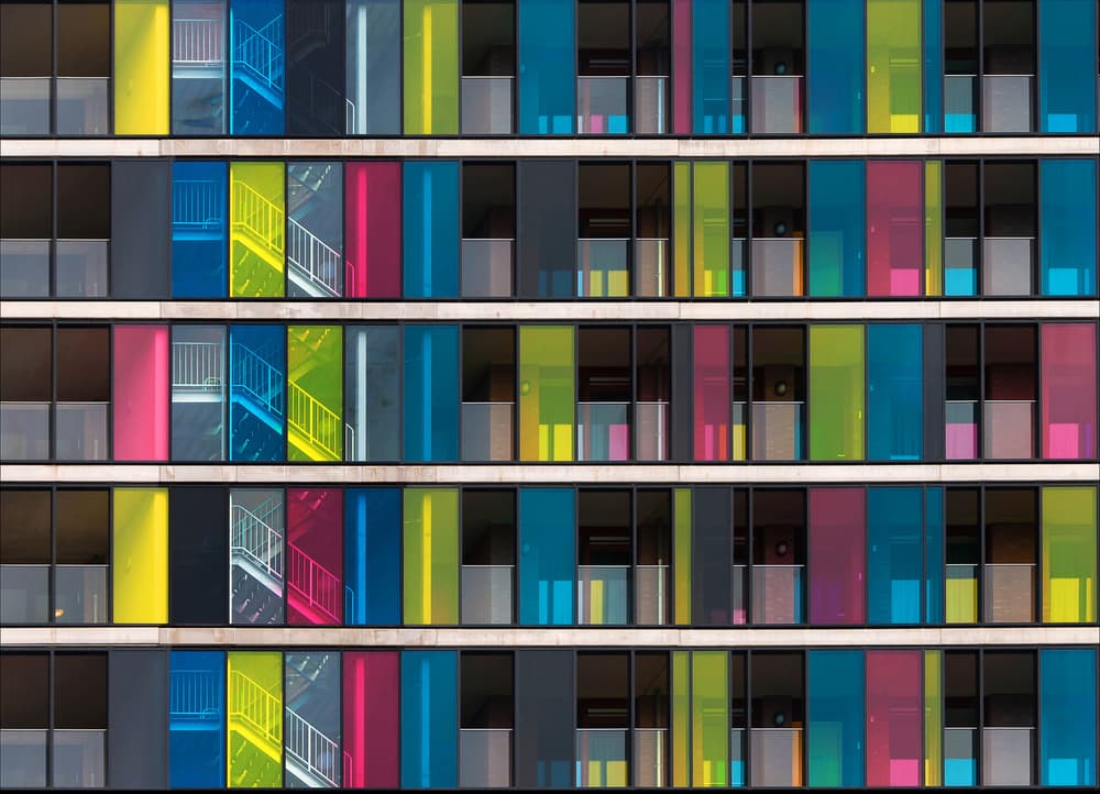 Vibrant Building Geometry by Henk van Maastricht — canvas wall art