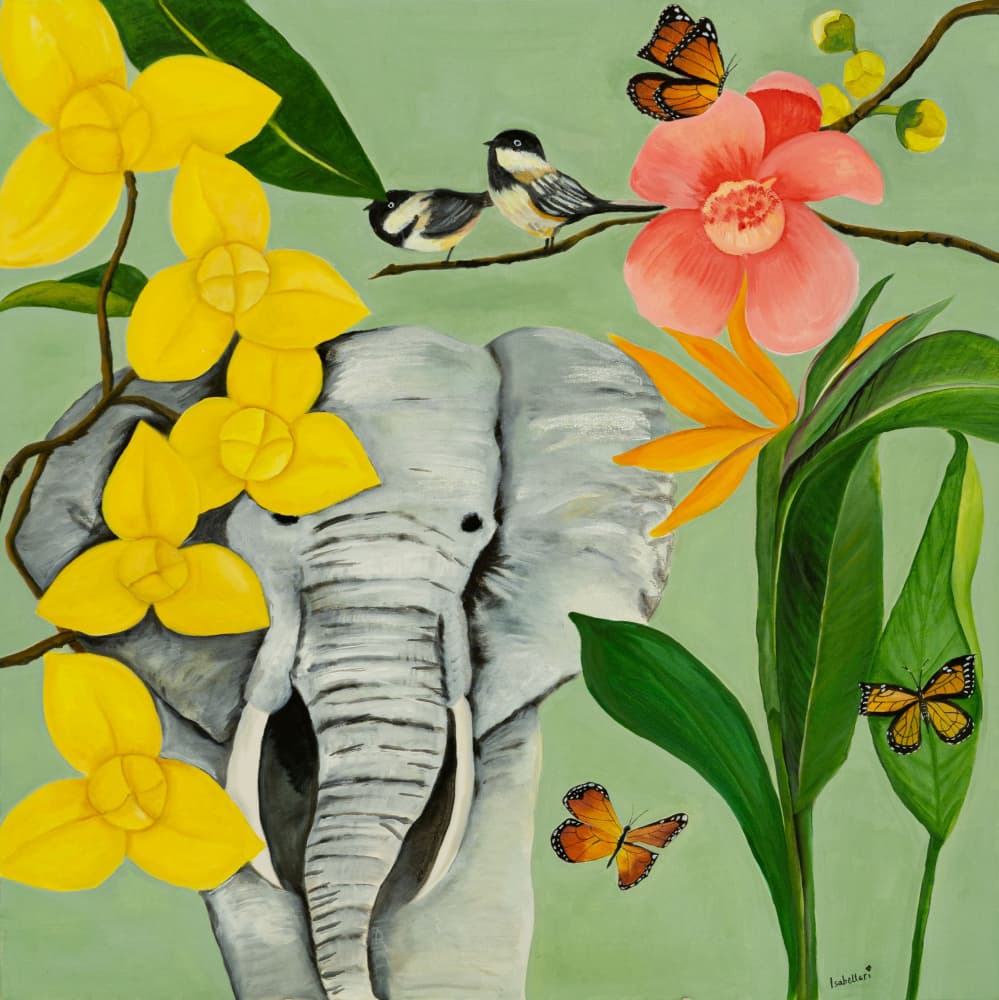 Tropical Elephant Garden by Isabelle Ri — canvas wall art