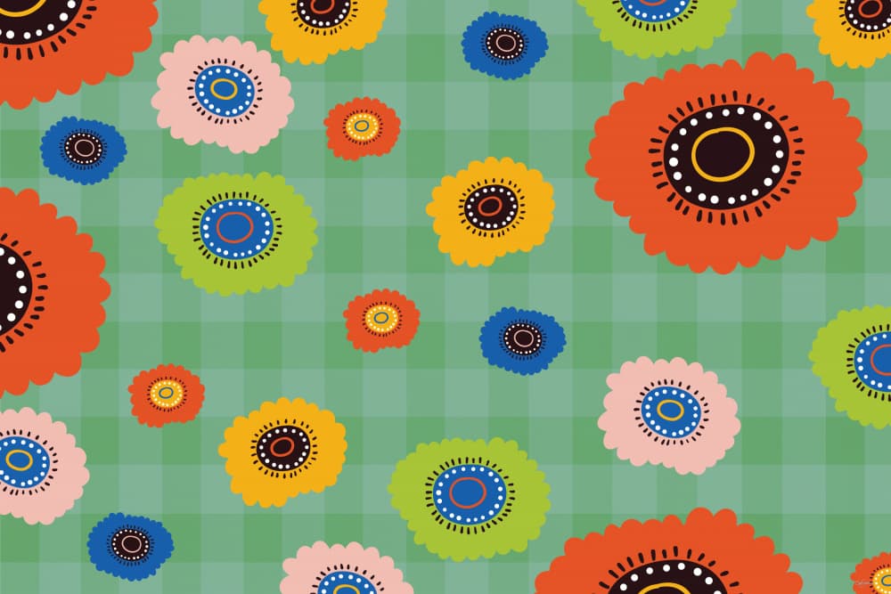 Colorful Gingham Flowers by Sue Skellern — canvas wall art