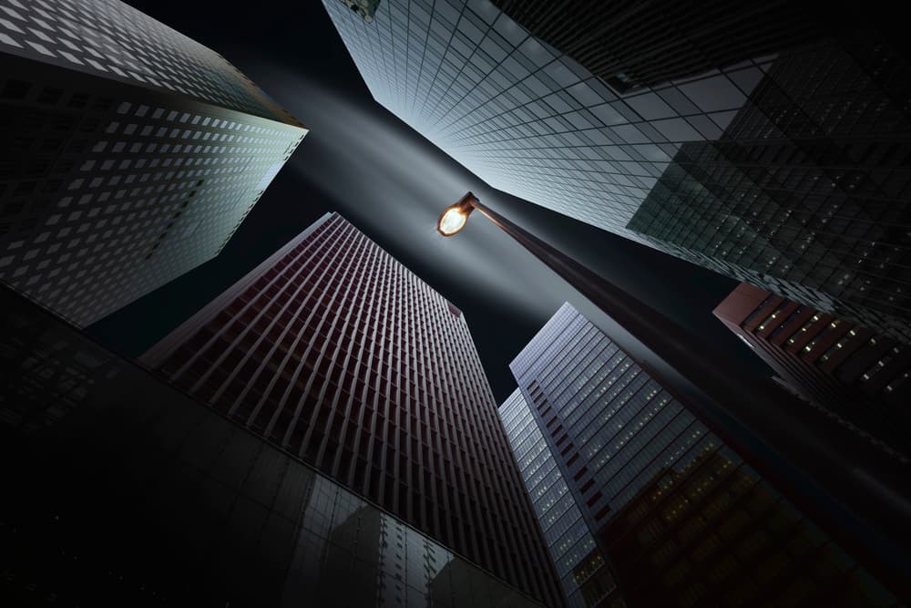 Towering City Night Lights by Shuchuan Liu — canvas wall art