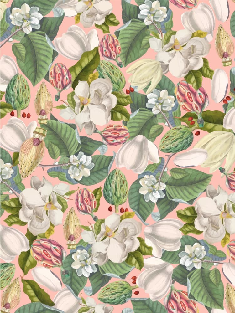 Pink Magnolia Garden by Elizabeth C — canvas wall art