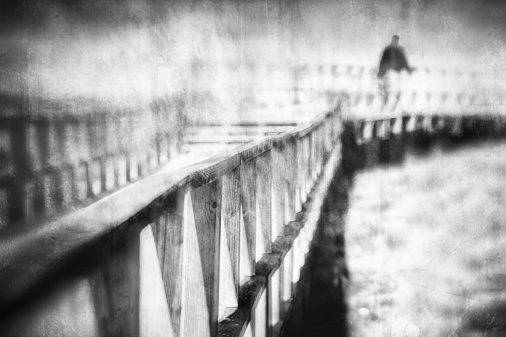 Lone Figure Bridge by Ina Tänzer — canvas wall art