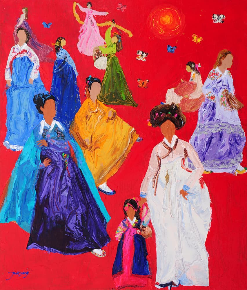 Vibrant Hanbok Celebration by Jukyong Park — canvas wall art