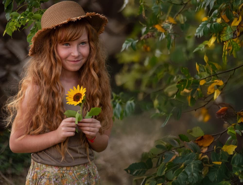Smiling Girl Sunflower by Svetlana Kirzh — canvas wall art