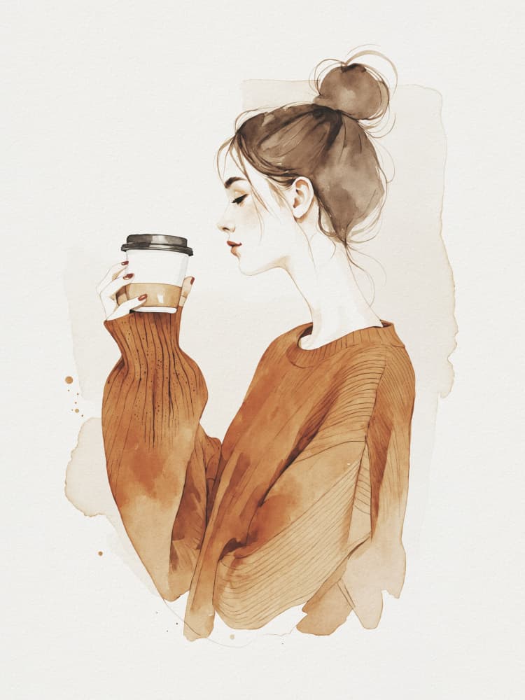 Cozy Coffee Girl by Andreas Magnusson — canvas wall art