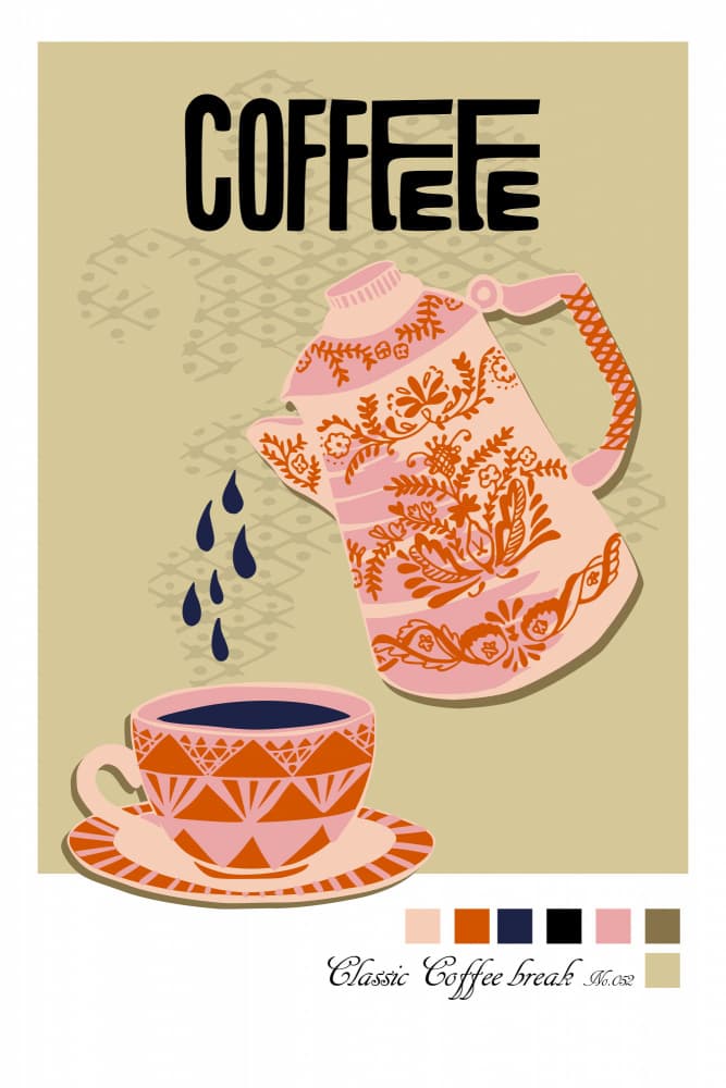 Patterned Coffee Pour by Annick — canvas wall art