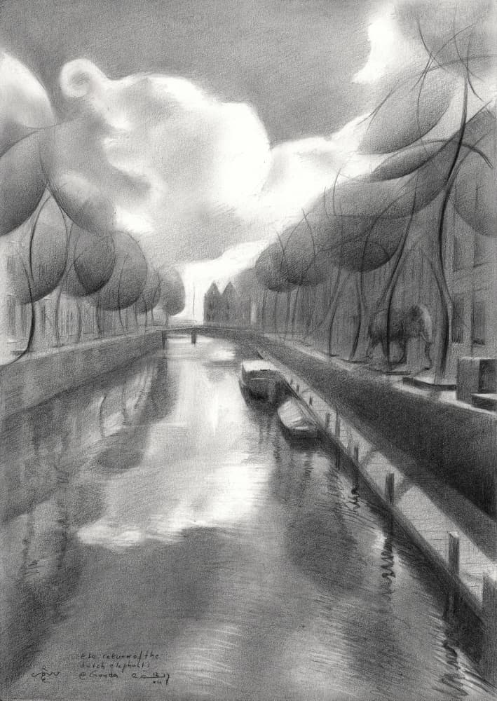 Canal City Elephant Dream by Corné Akkers — canvas wall art