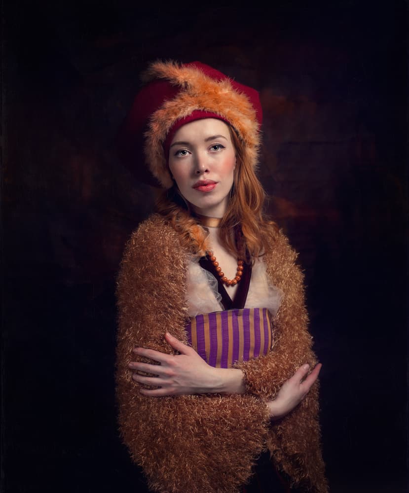 Redhead in Fur Hat by Svetlana Melik-Nubarova — canvas wall art
