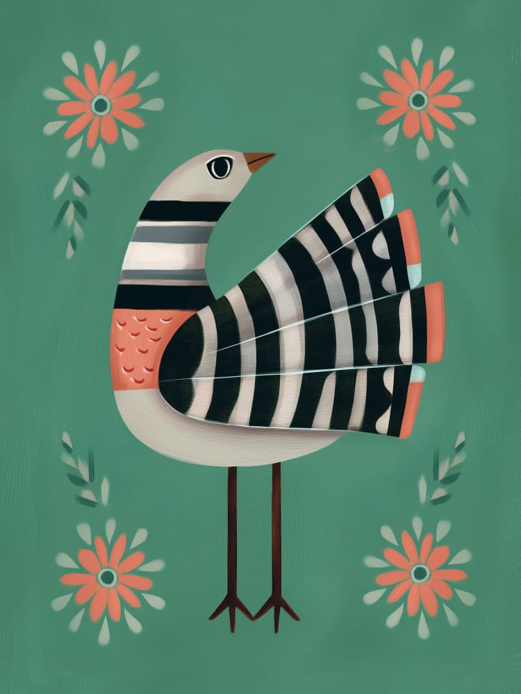 Whimsical Teal Bird by City Art — canvas wall art