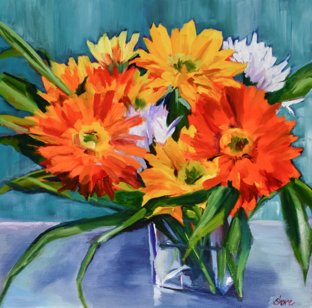 Vibrant Floral Arrangement by Maxine Shore — canvas wall art
