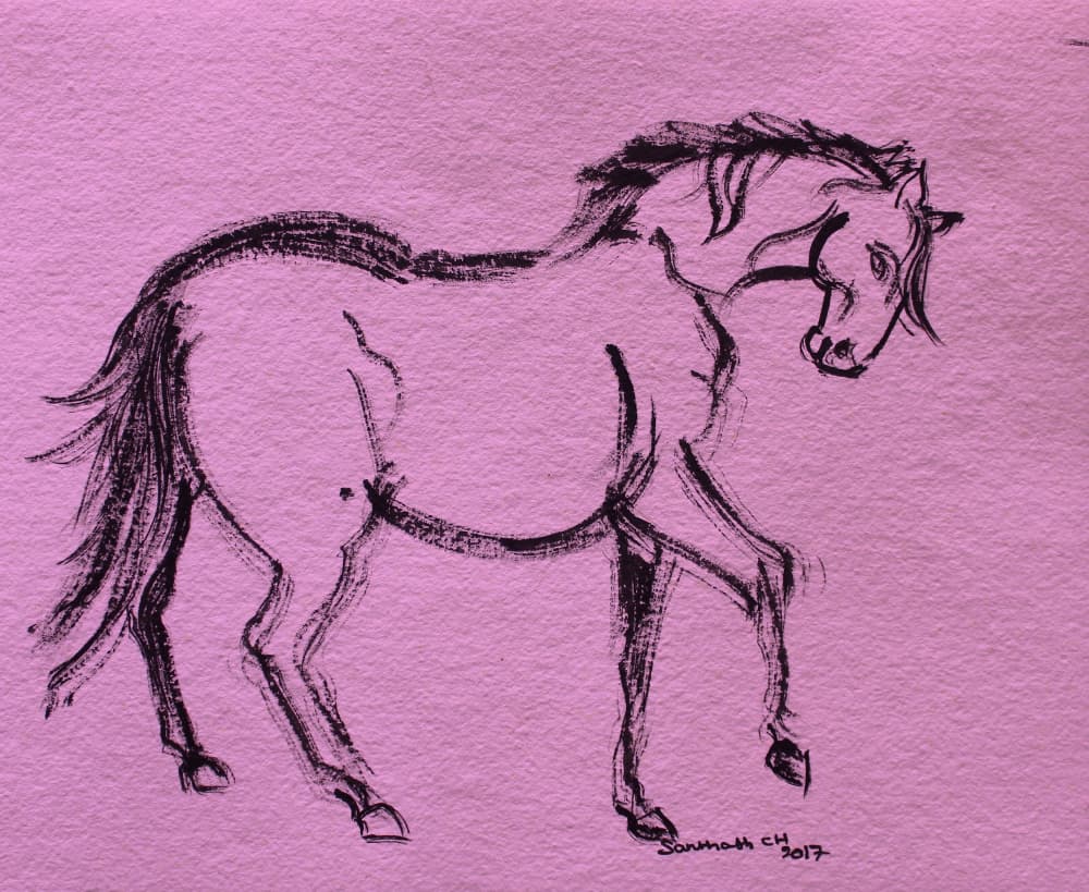 Dynamic Horse Outline by Santhosh ch — canvas wall art