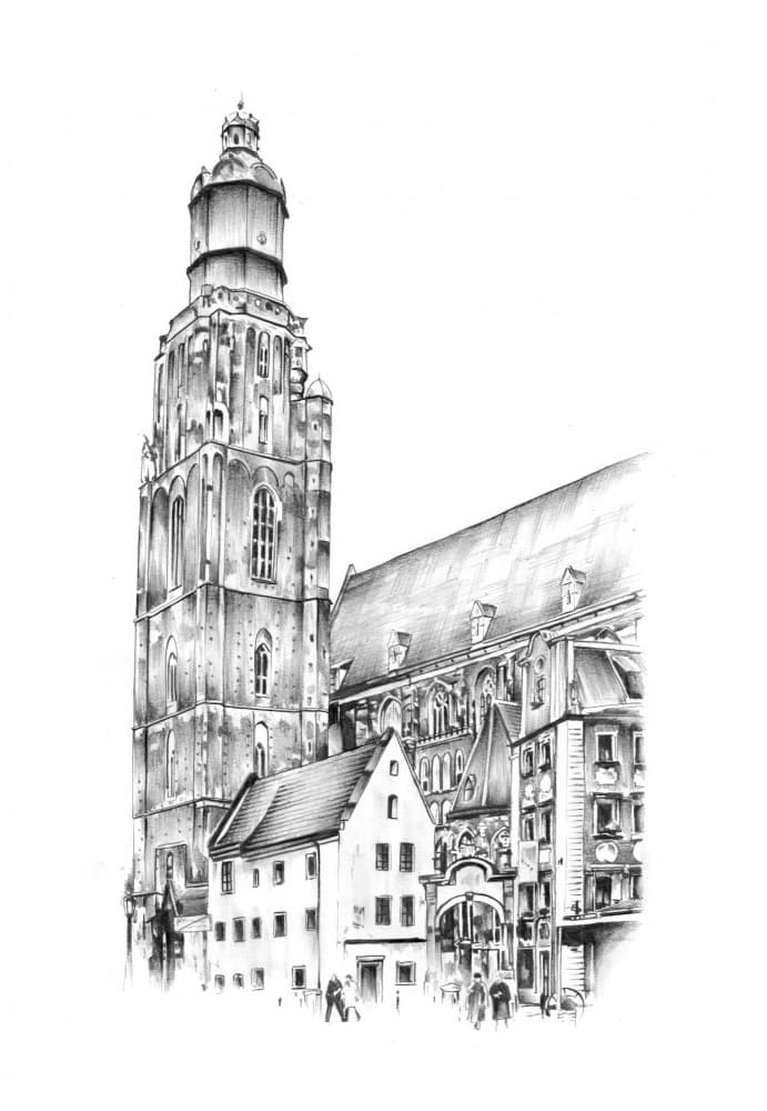 Historic City Church Tower by Kulik — canvas wall art