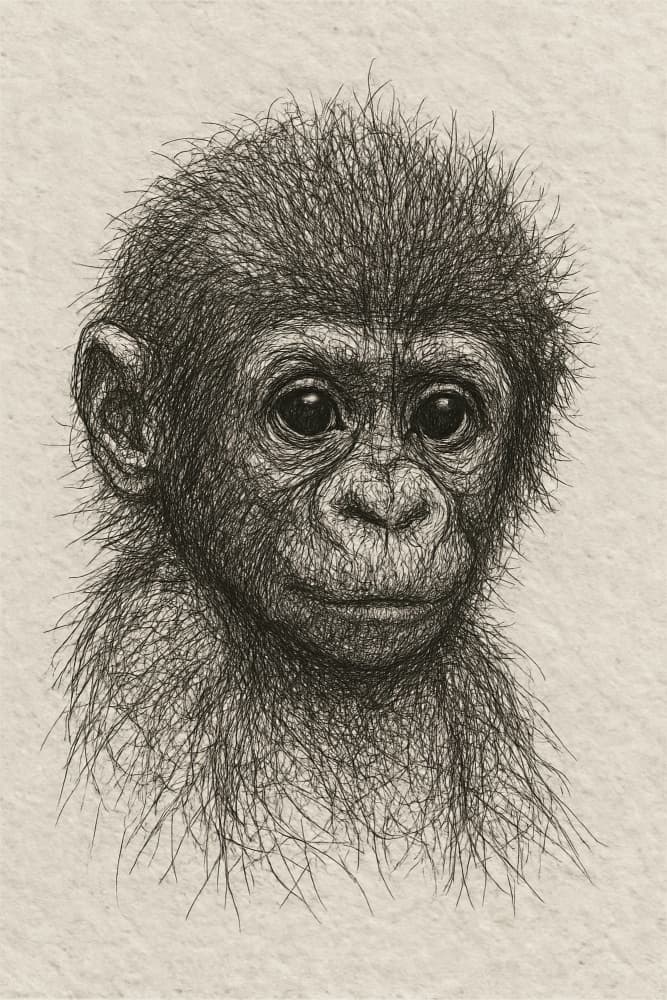 Innocent Chimp Baby by Natalie Bruns — canvas wall art