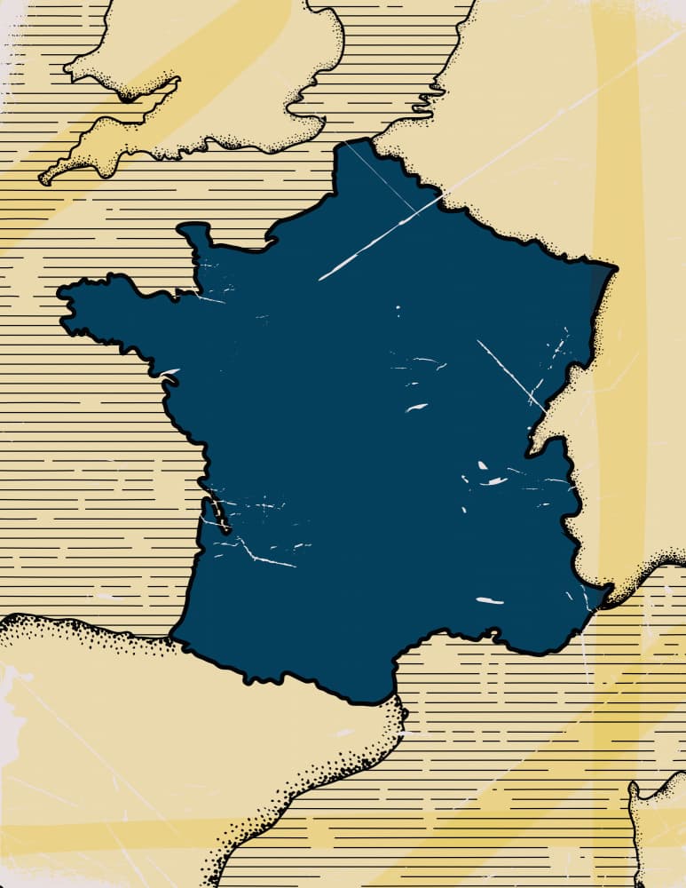 Vintage Map Of France by Nicholas — canvas wall art