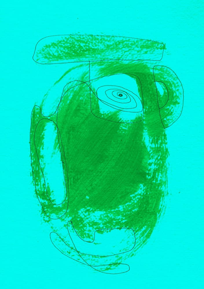 Green Abstract Face by Santhosh ch — canvas wall art