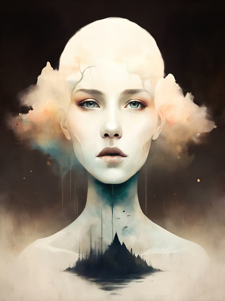 Ethereal Mountain Woman by Miguel Bruzual — canvas wall art